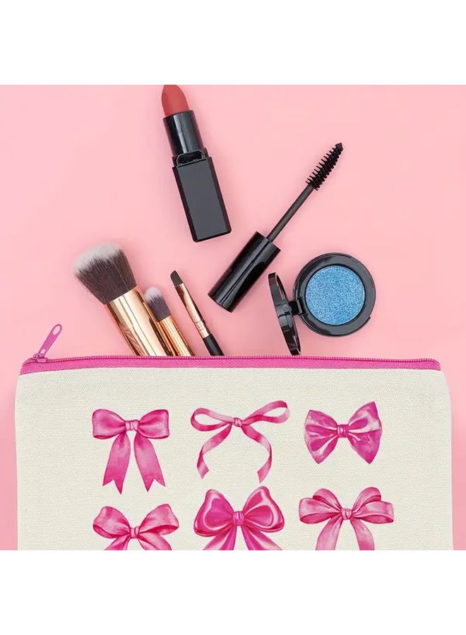 Pink Bow DIY Zipper Bag Set Portable Makeup Toiletry Travel Gift Bag - Image 4